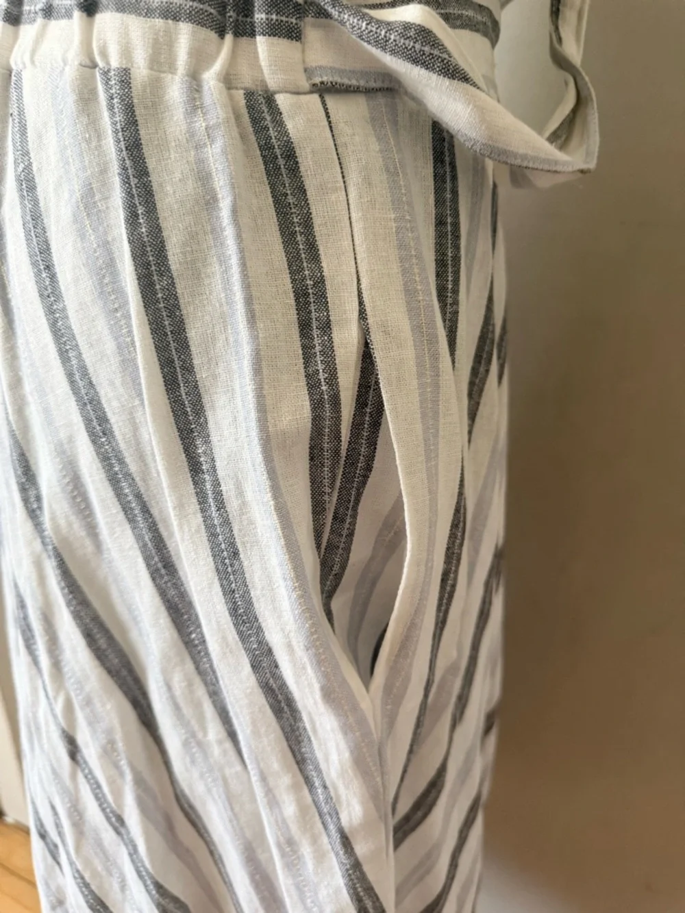 NY & Co. Striped A-Line Midi Dress in White and Gray - Picture 3 of 5